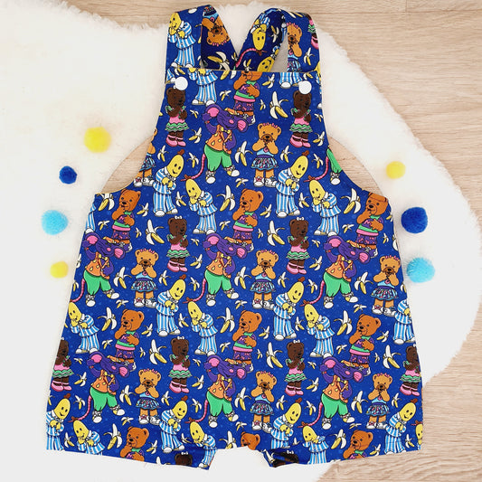 BANANAS print Overalls, Baby / Toddler Overalls, Short Leg Romper, Size 2