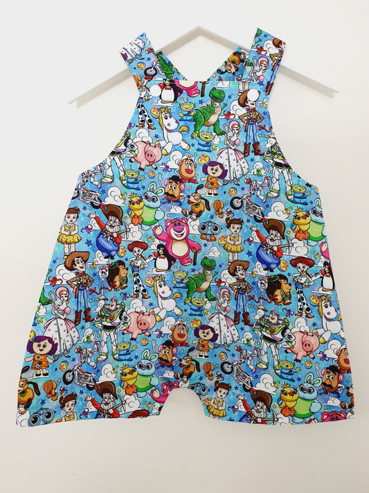 TOY STORY print Baby / Toddler Overalls, Short Leg Romper, Size 1