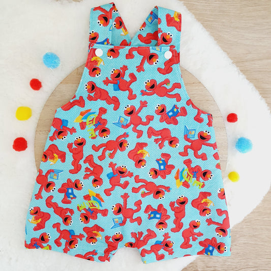 ELMO print Overalls, Baby Overalls, Short Leg Romper, Size 1