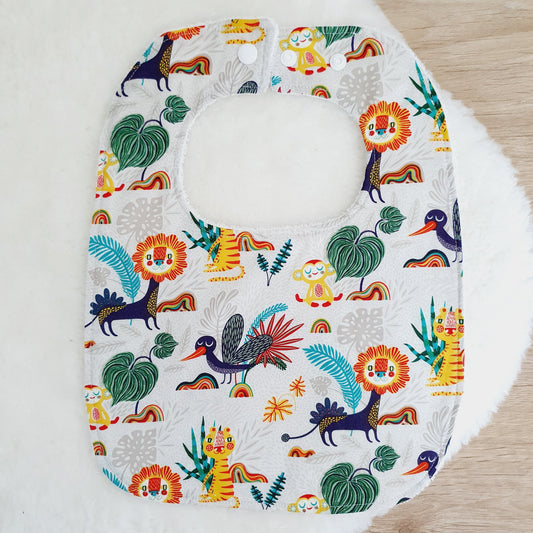 Animals Bib, Handmade Baby Bib, Large Feeding Bib