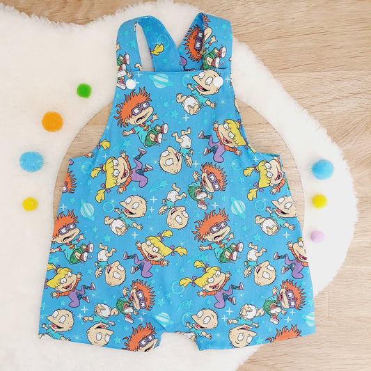 RUGRATS print Overalls, Baby Overalls, Short Leg Romper, Size 1