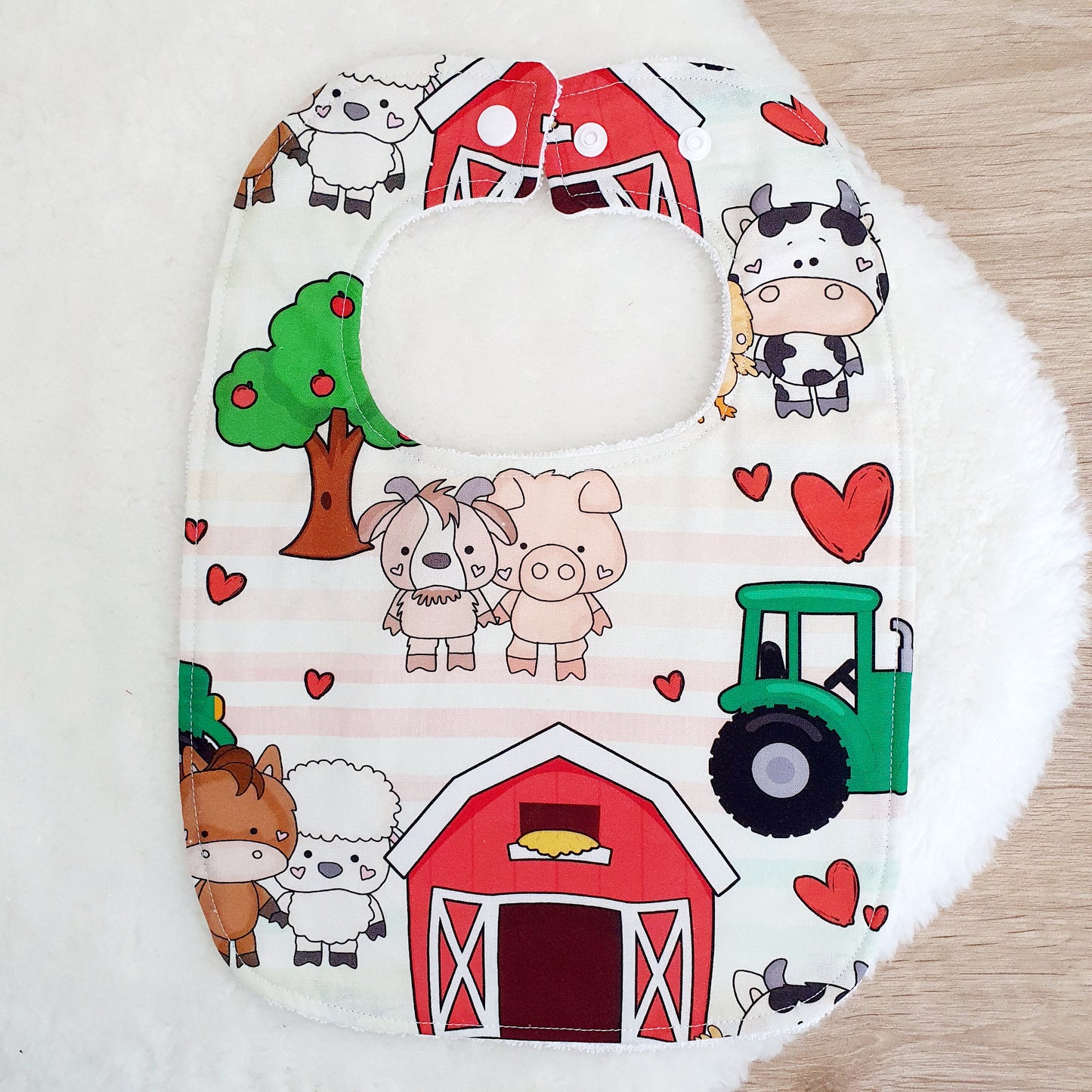 Farm Bib, Handmade Baby Bib, Large Feeding Bib