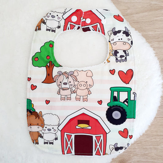 Farm Bib, Handmade Baby Bib, Large Feeding Bib