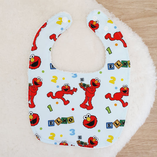 ELMO print Bib, Handmade Baby Bib, Feeding Bib