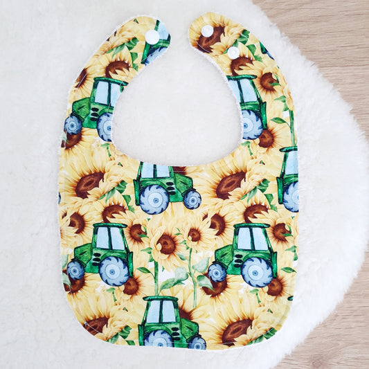 TRACTOR Bib, Handmade Baby Bib, Feeding Bib, Cotton / Bamboo, Ultra Absorbent