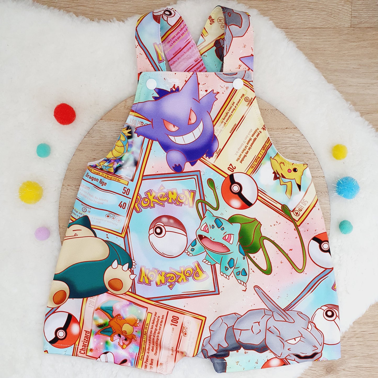 POKEMON print Overalls, Baby Overalls, Short Leg Romper, Size 1