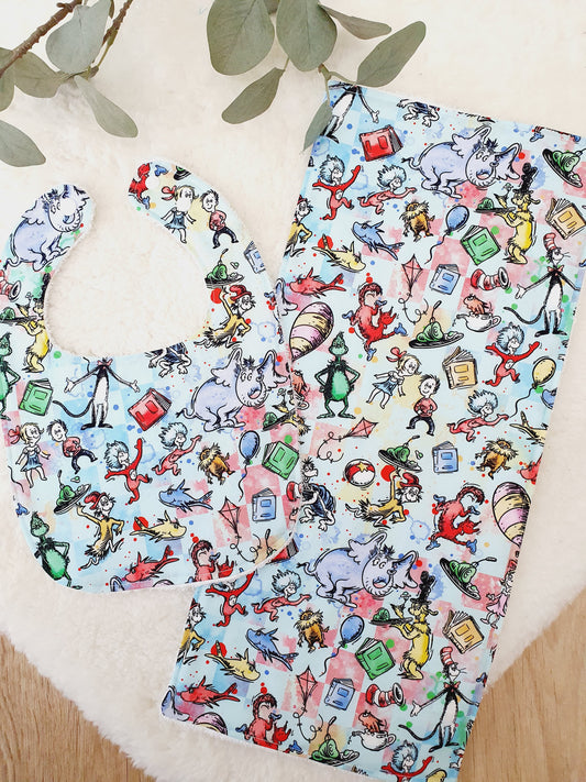 Baby Bib and Burp Cloth Gift Set, Baby Shower Gift, Newborn Gift, Baby Gift