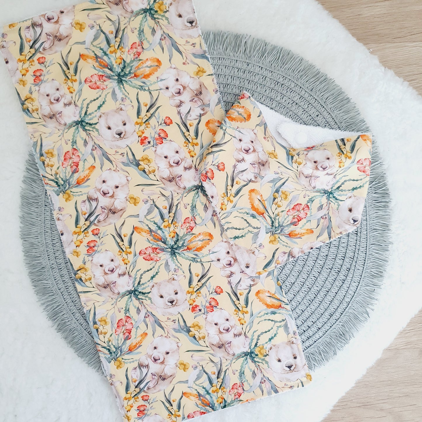 WOMBAT Baby Bib and Burp Cloth Gift Set, Baby Shower Gift, Newborn Gift, Australian Baby Gift