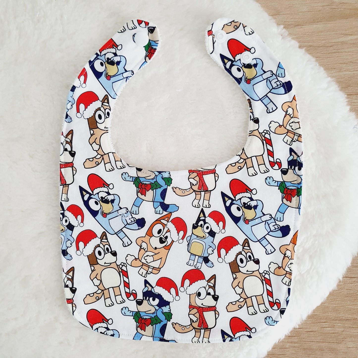 CHRISTMAS DOGS Bib, Handmade Baby Bib, Feeding Bib