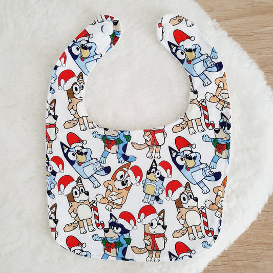 CHRISTMAS DOGS Bib, Handmade Baby Bib, Feeding Bib