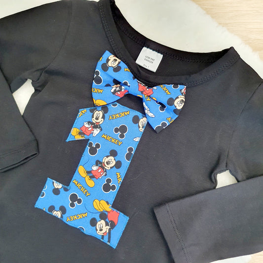 Boys 1st Birthday Long Sleeve Bodysuit, Size 1, Mouse print