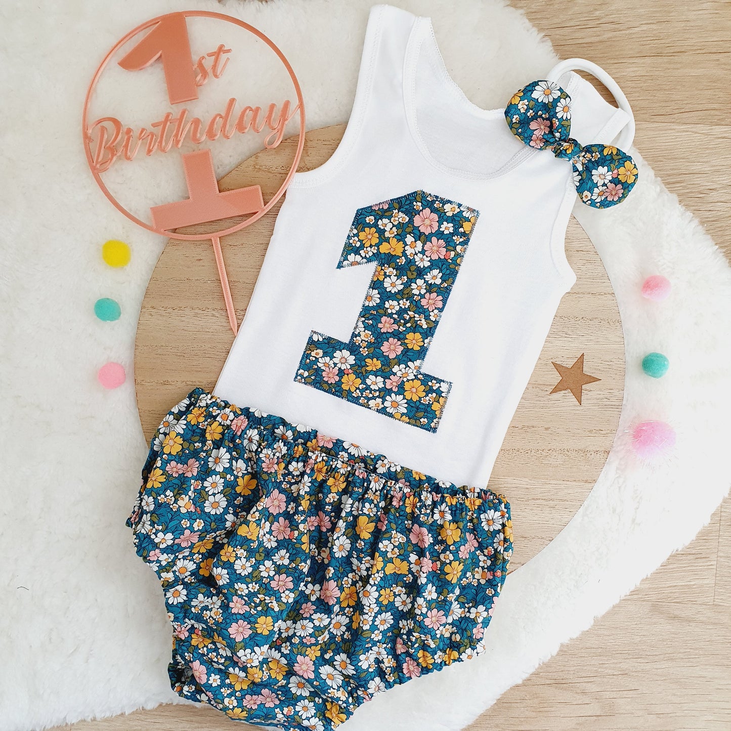 Girls 1st Birthday / Cake Smash Outfit, Size 1