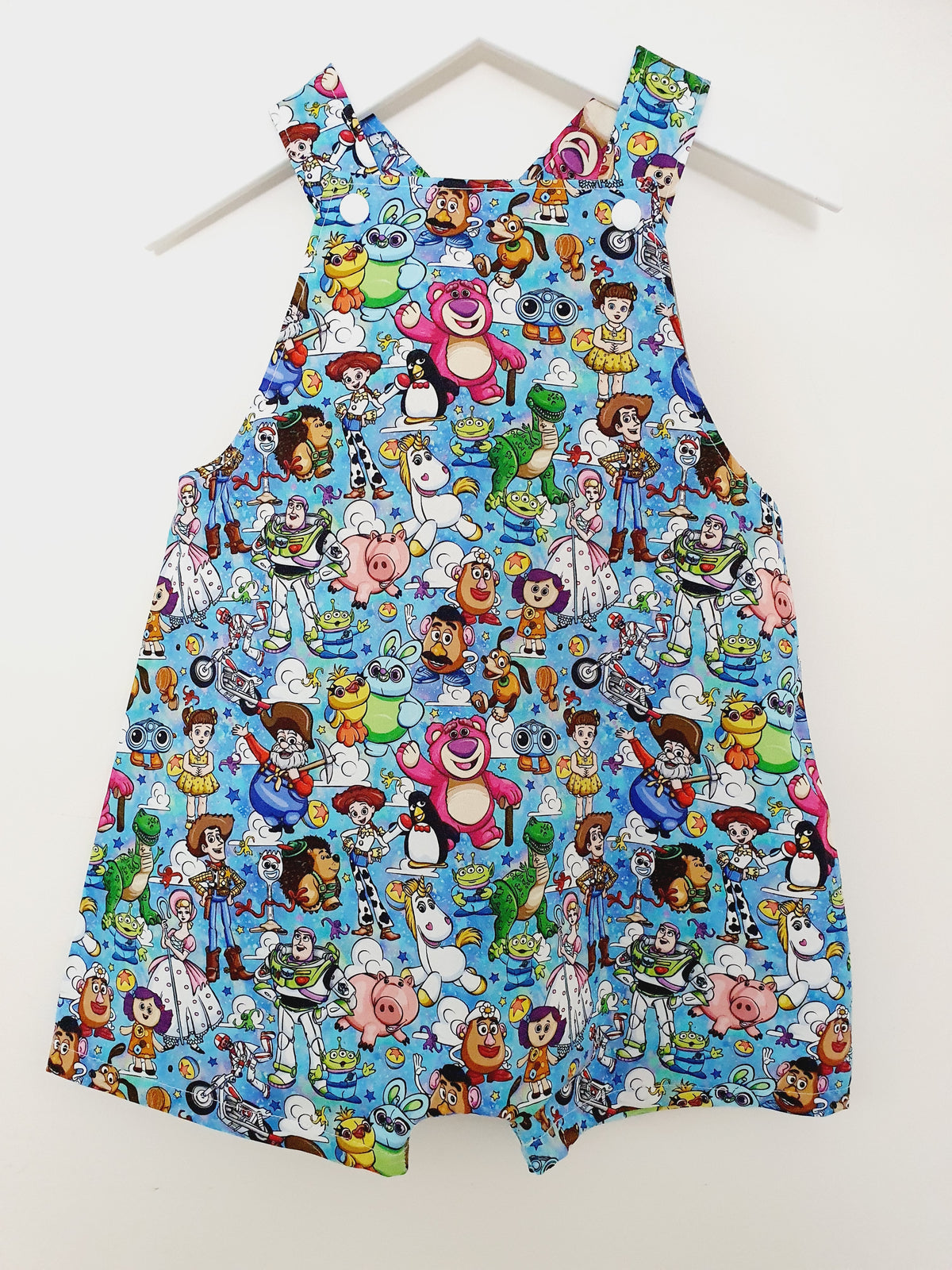 TOY STORY print Overalls, Baby / Toddler Overalls, Short Leg Romper, Size 2