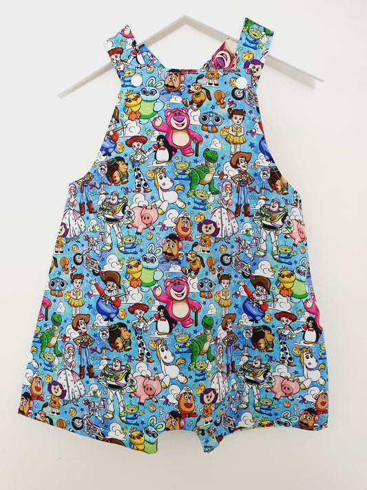 TOY STORY print Overalls, Baby / Toddler Overalls, Short Leg Romper, Size 2