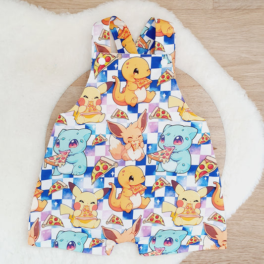 POKEMON print Overalls, Baby Overalls, Short Leg Romper, Size 1
