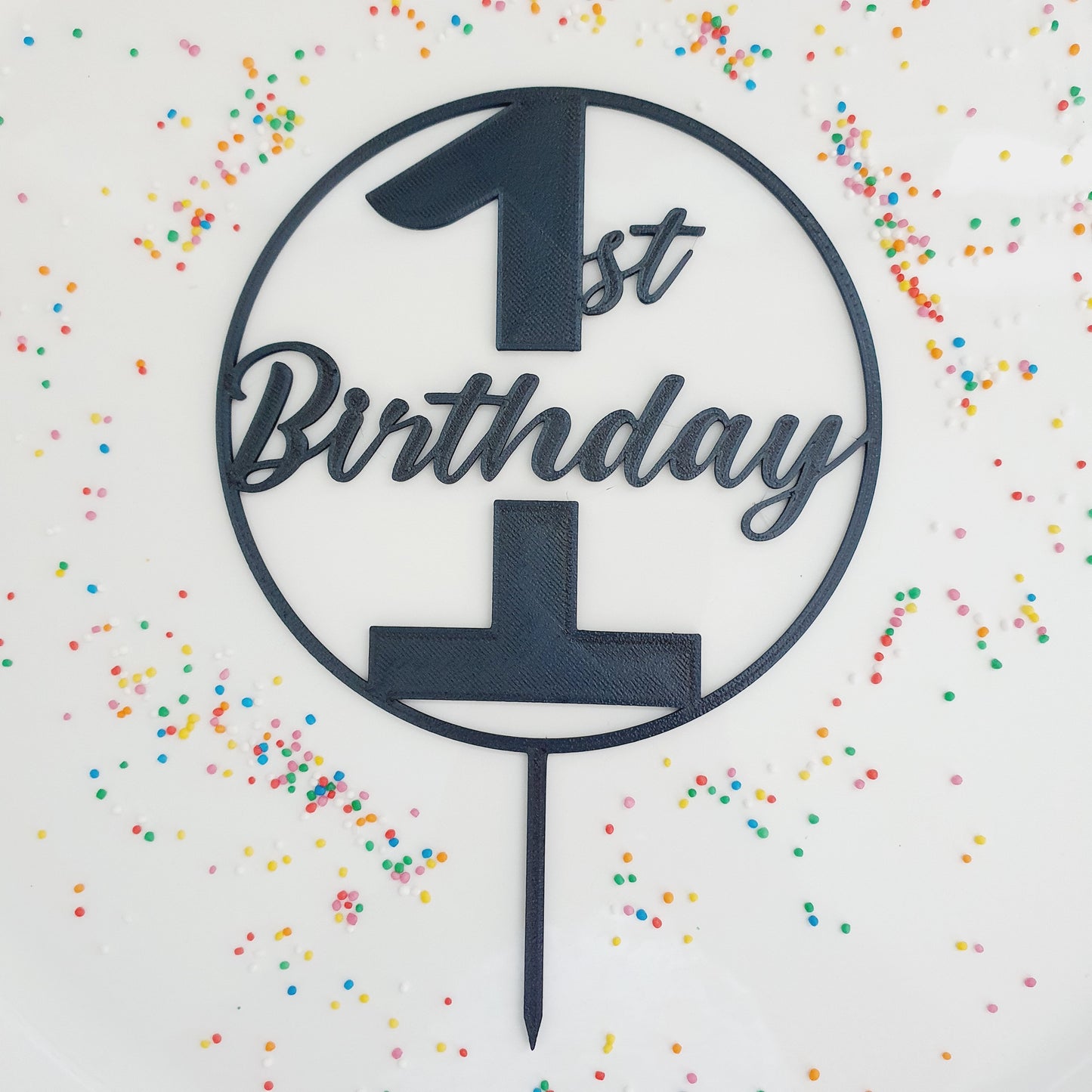 1st Birthday Cake Topper - Black