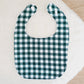 GREEN GINGHAM Bib, Handmade Baby Bib, Feeding Bib