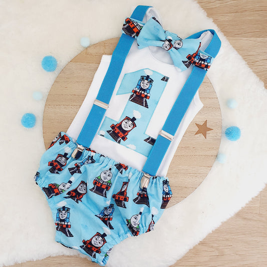 THOMAS print Boys 1st Birthday Outfit, Size 1