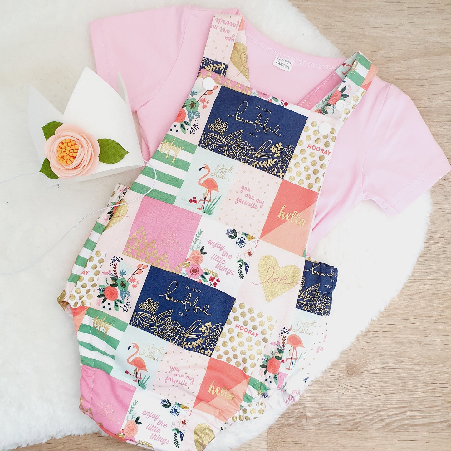 *SALE* FLORAL & GOLD Baby /Toddler Romper, Crown and Bodysuit Set, Size 2