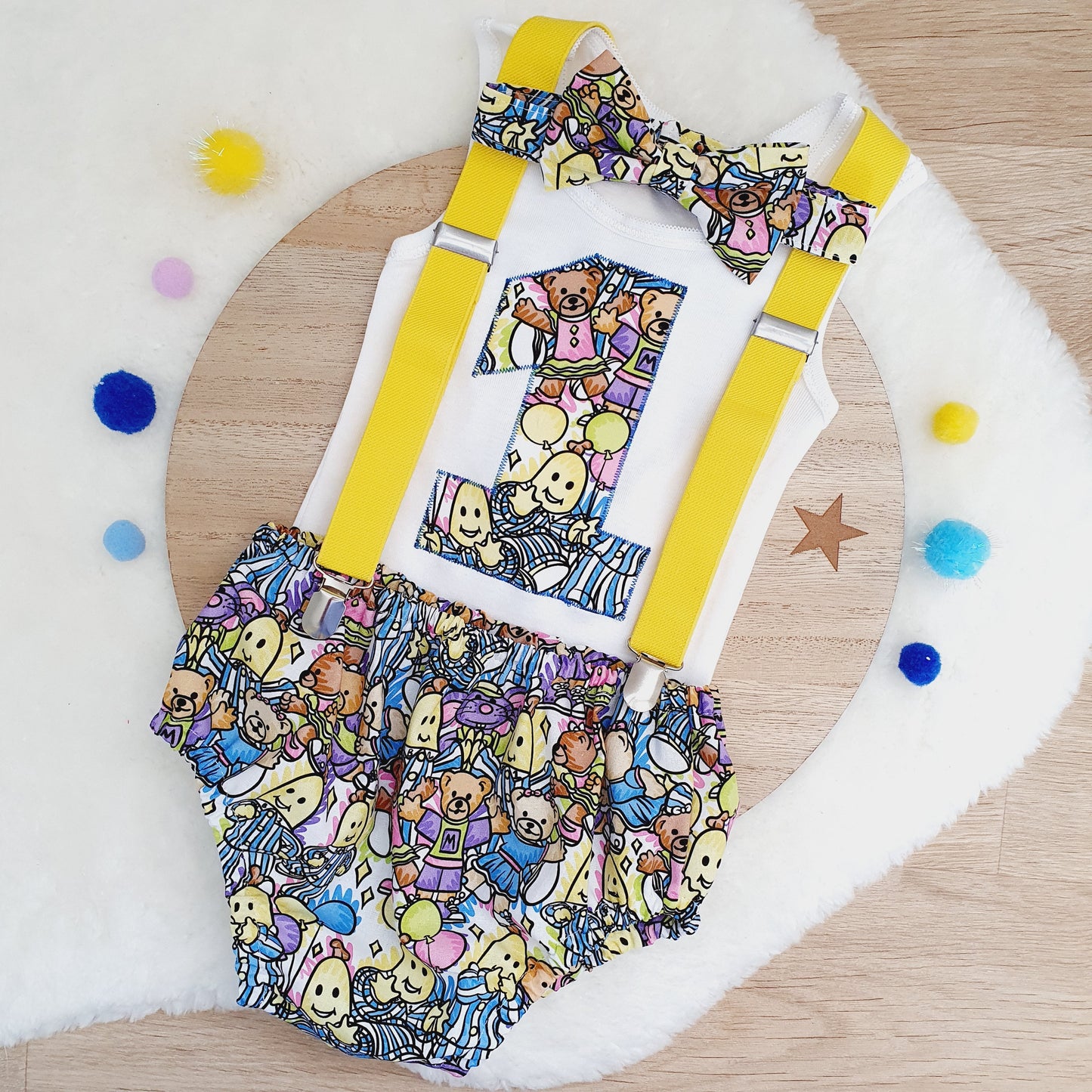 BANANAS print Boys 1st Birthday Outfit, Size 1