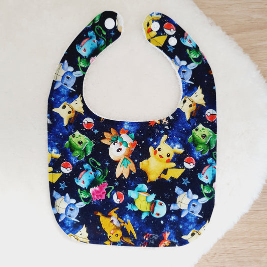 POKEMON print Bib, Handmade Baby Bib, Feeding Bib