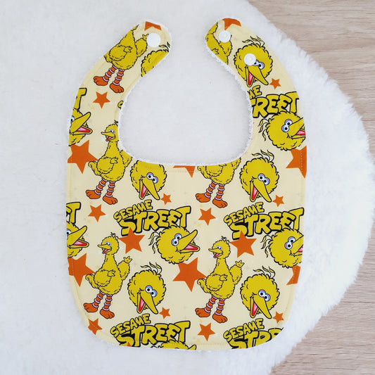 BIG BIRD print Bib, Handmade Baby Bib, Feeding Bib
