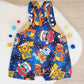 CHRISTMAS POKEMON print Overalls, Baby / Toddler Overalls, Short Leg Romper, Size 2