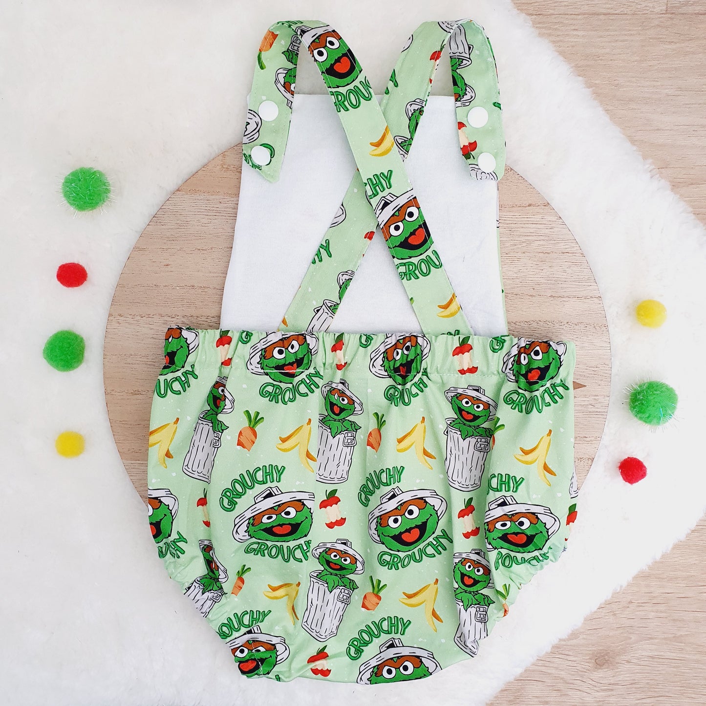 GROUCH print Baby Romper, Size 1