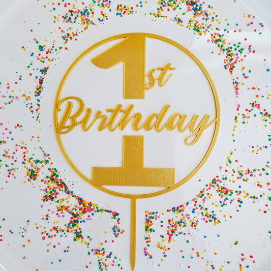 1st Birthday Cake Topper - Gold