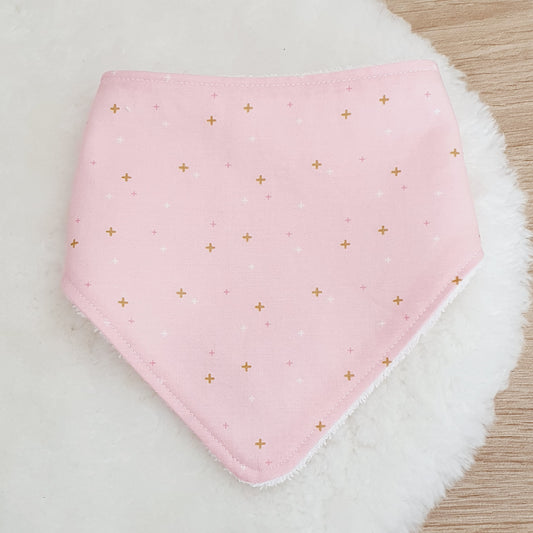 BABY PINK SPARKLER Bandana Dribble Bib - Bamboo Backed Ultra Absorbent Bib