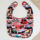 CARS print Bib, Handmade Baby Bib, Feeding Bib