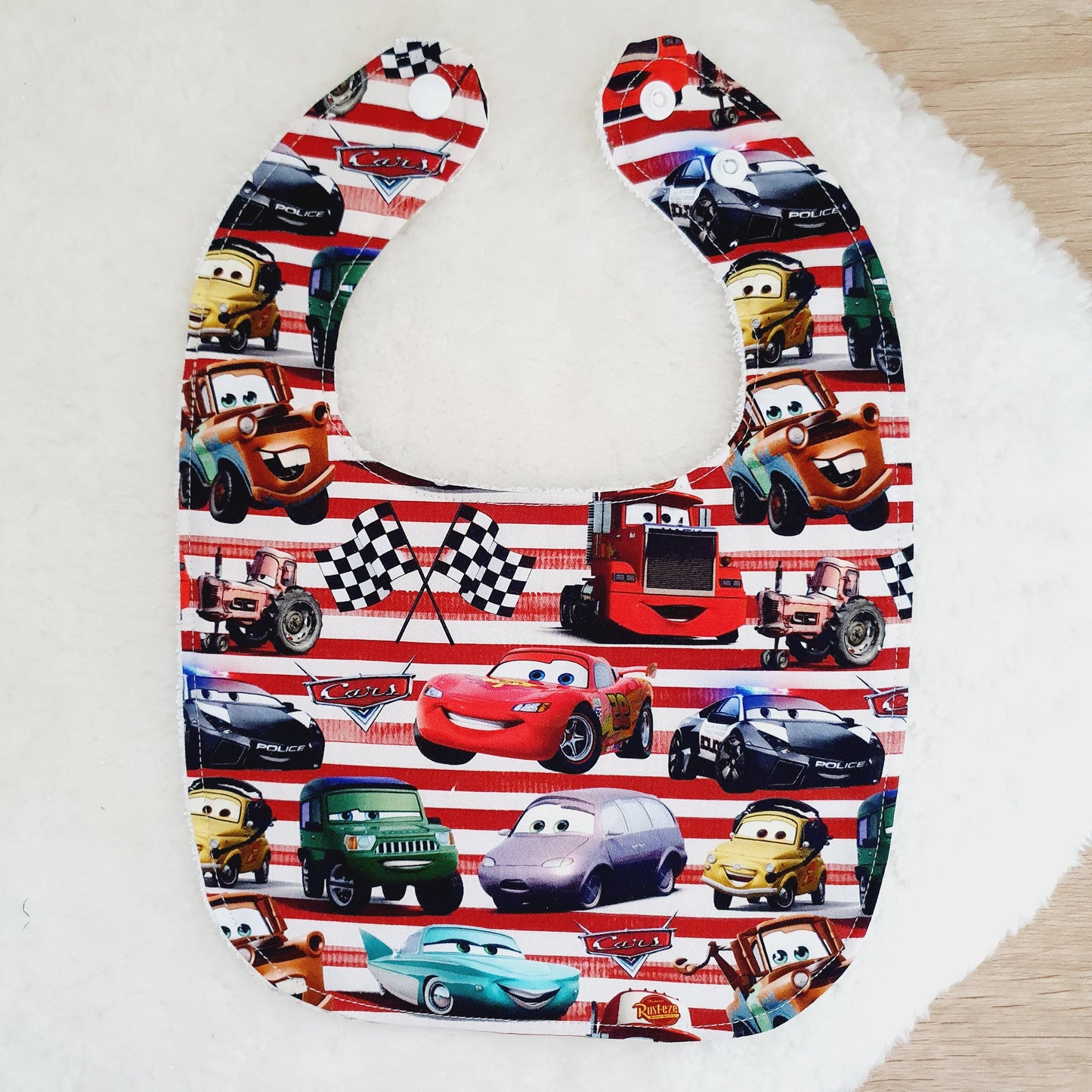 CARS print Bib, Handmade Baby Bib, Feeding Bib