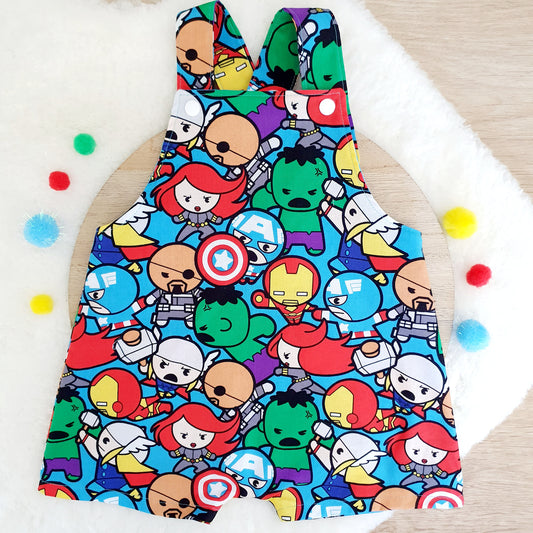 KAWAII MARVEL print Overalls, Baby Overalls, Short Leg Romper, Size 1