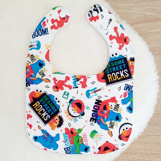 Sesame Street print Bib, Handmade Baby Bib, Feeding Bib
