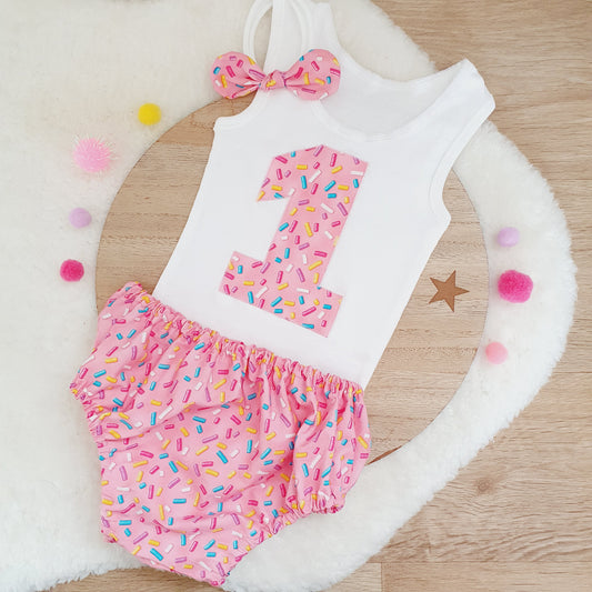 SPRINKLES Girls 1st Birthday / Cake Smash Outfit, Size 1