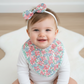 Pom Pom Trim Bandana Dribble Bib and Headband Bow, Handmade Baby Bib, Cotton / Bamboo, Ultra Absorbent