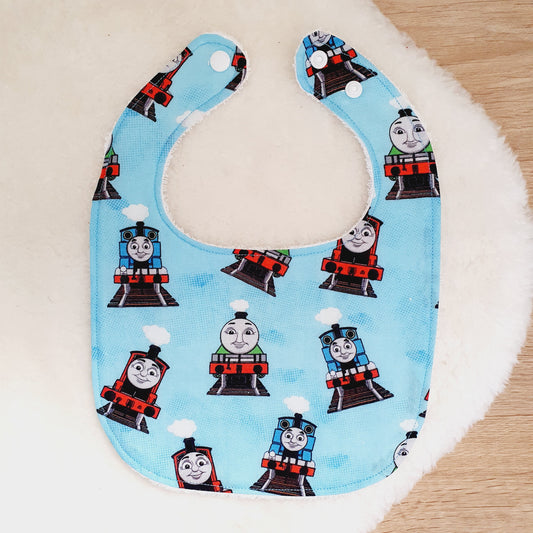 THOMAS print Bib, Handmade Baby Bib, Feeding Bib