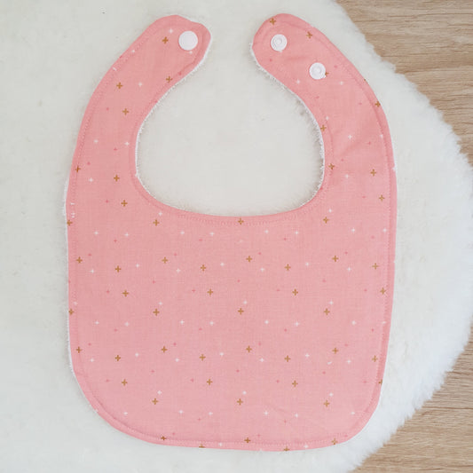 Peachy Pink Bib, Handmade Baby Bib, Feeding Bib