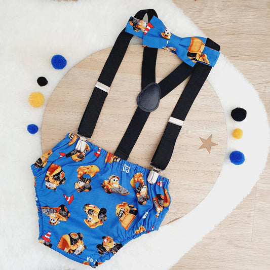 CONSTRUCTION Boys Cake Smash Outfit, Size 0