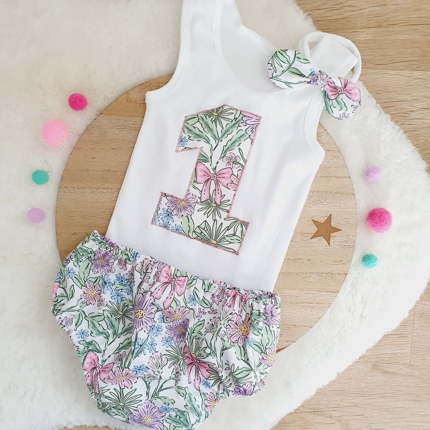 Girls 1st Birthday / Cake Smash Outfit, Size 1