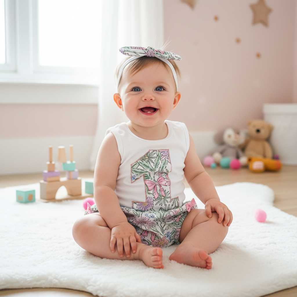 Girls 1st Birthday / Cake Smash Outfit, Size 1
