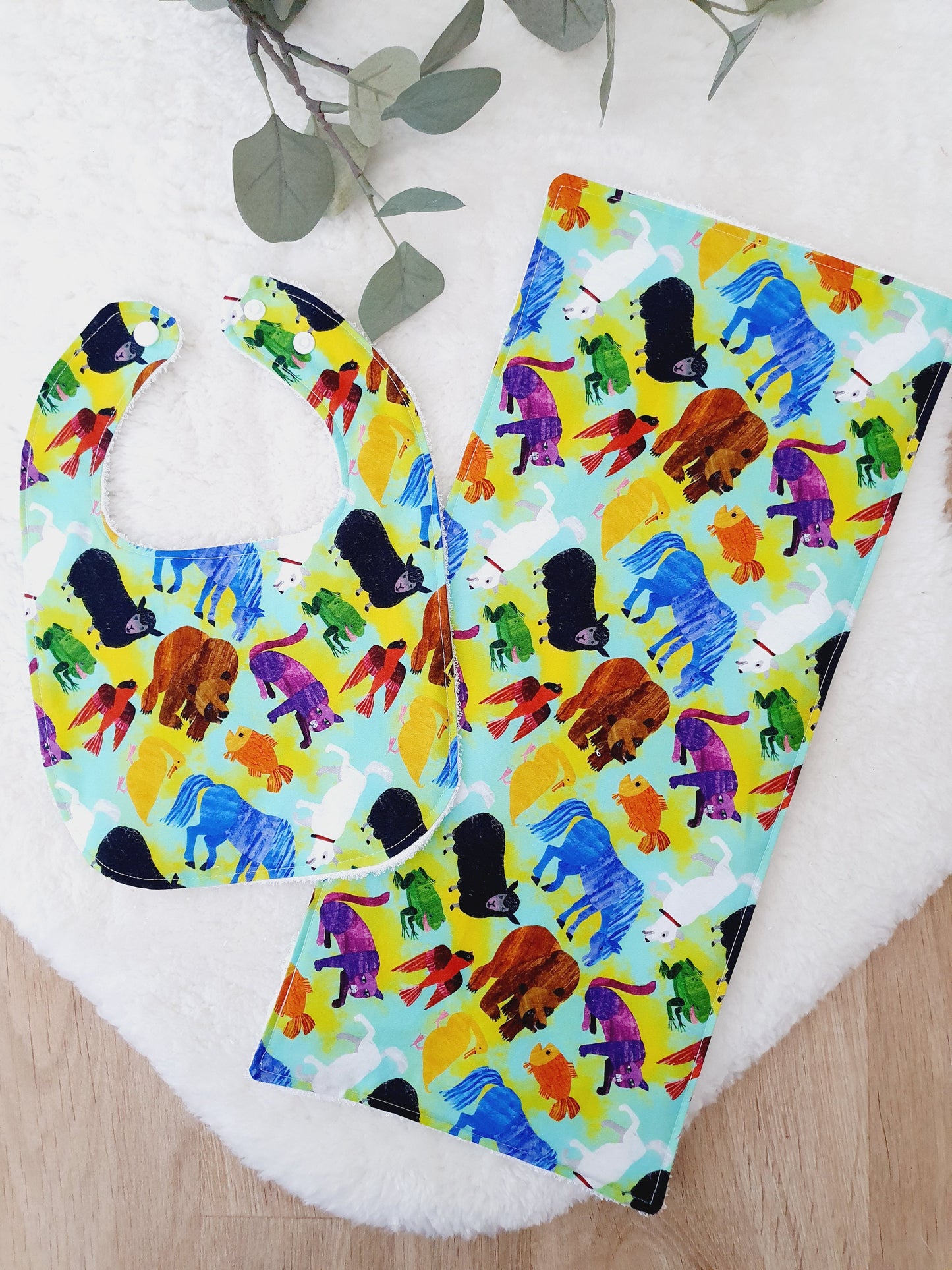 Baby Bib and Burp Cloth Gift Set, Baby Shower Gift, Newborn Gift, Baby Gift