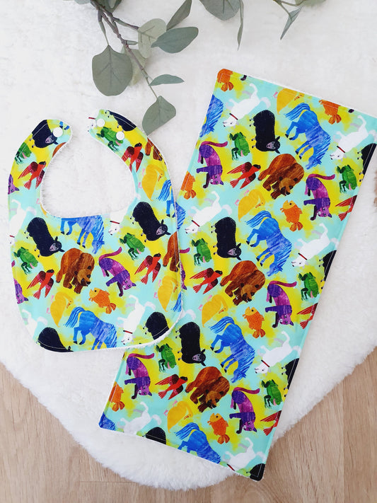 Baby Bib and Burp Cloth Gift Set, Baby Shower Gift, Newborn Gift, Baby Gift