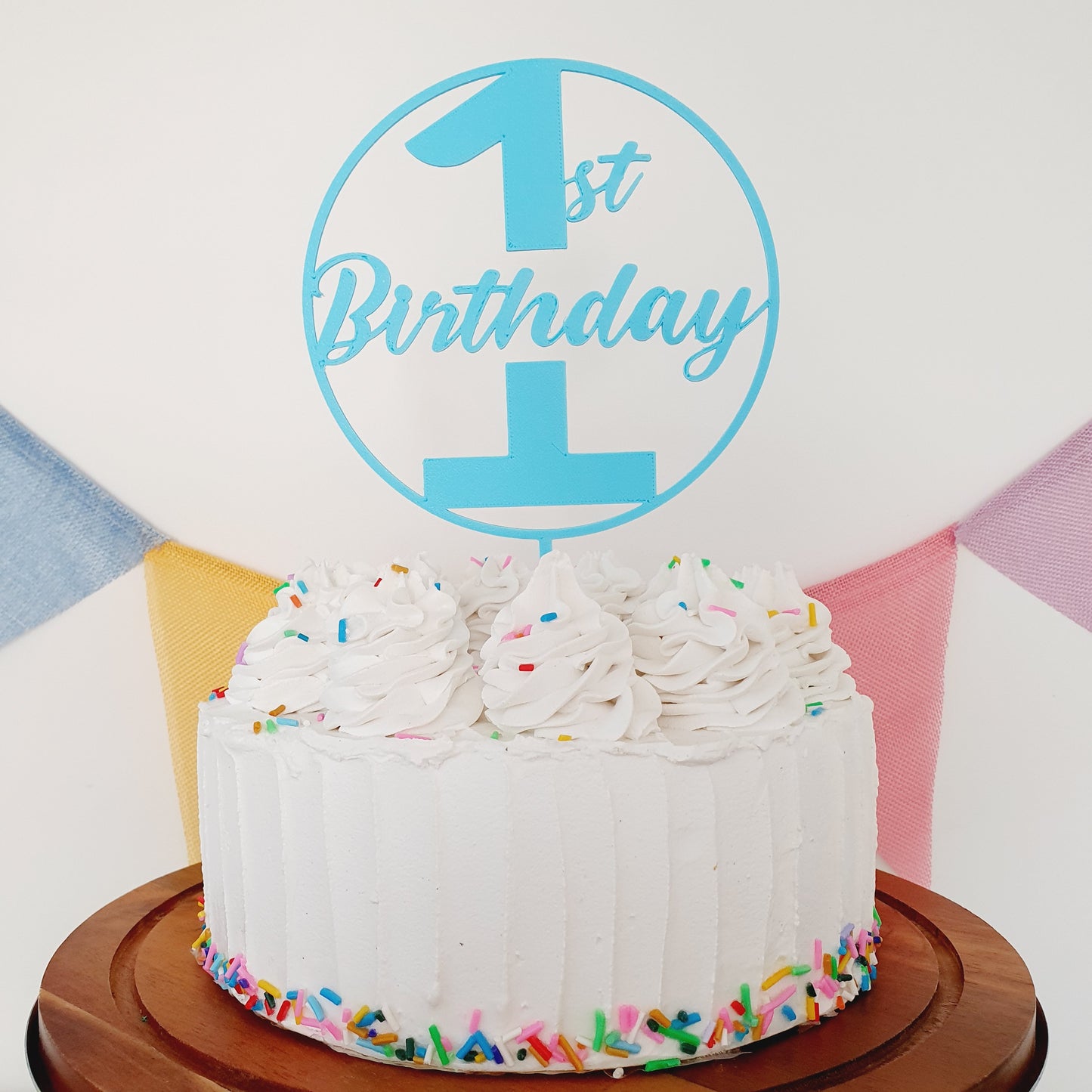 1st Birthday Cake Topper - Light Blue