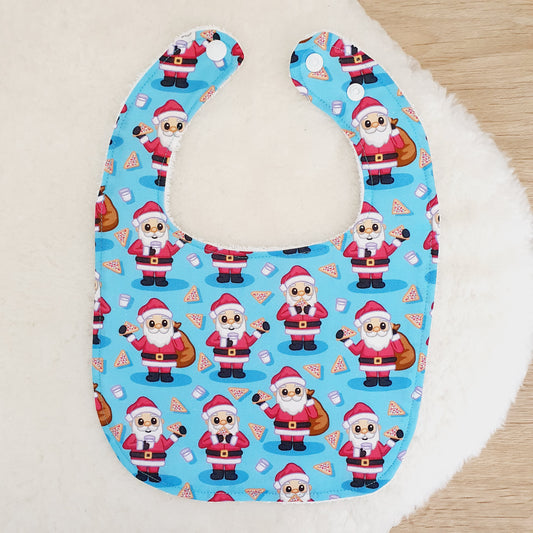 SANTA print Bib, Handmade Baby Bib, Feeding Bib