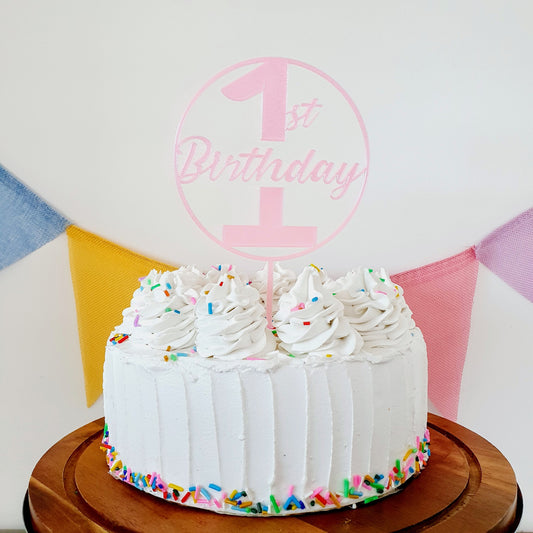 1st Birthday Cake Topper - Light Pink