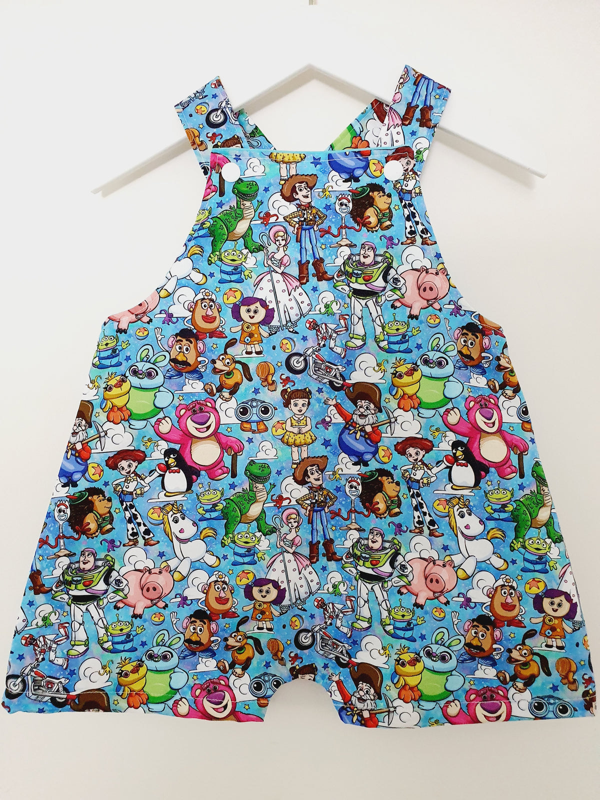 TOY STORY print Baby / Toddler Overalls, Short Leg Romper, Size 1