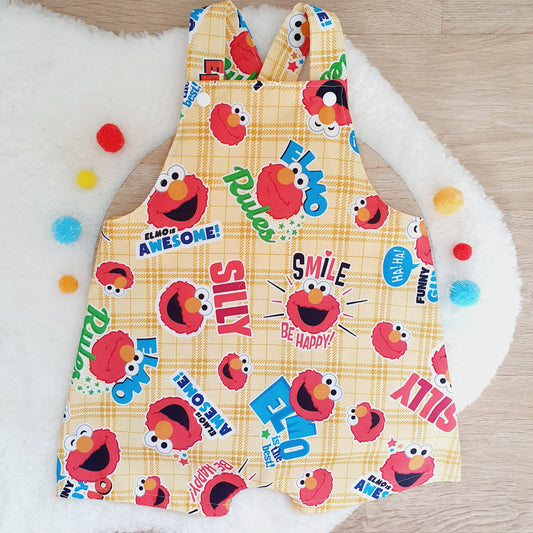 ELMO print Overalls, Baby / Toddler Overalls, Short Leg Romper, Size 2