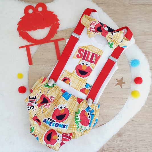 ELMO print Boys 1st Birthday Outfit, Size 0