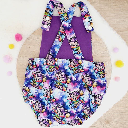 GALAXY FOX print Baby Romper, Size 1